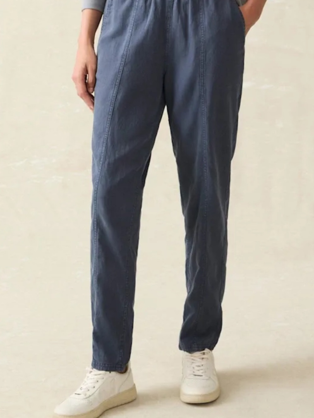 Faherty Navy Blue Cropped Pull-On Jogger Pants